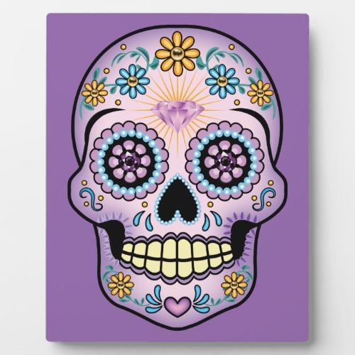 Purple Sugar Skull Plaque