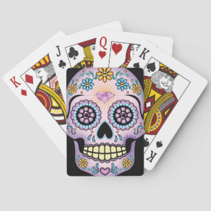Purple Sugar Skull Poker Cards