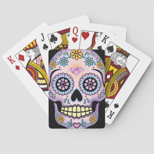 Purple Sugar Skull Poker Cards (Back)