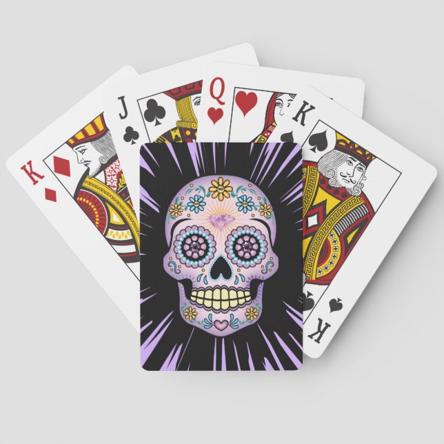 Purple Sugar Skull Poker Cards (Back)