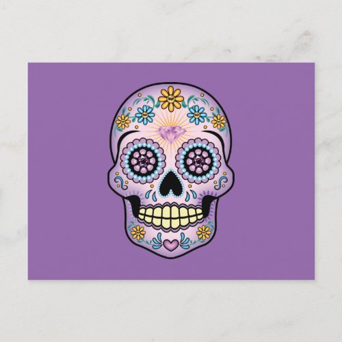 Purple Sugar Skull Postcard