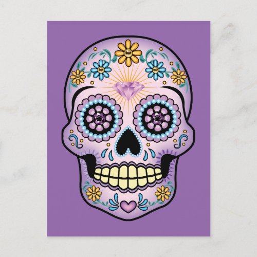 Purple Sugar Skull Postcard