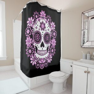 Purple Sugar Skull Shower Curtain