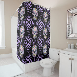 Purple Sugar Skull Shower Curtain