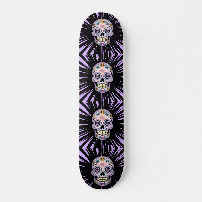 Purple Sugar Skull Skateboard Deck (Front)