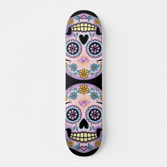 Purple Sugar Skull Skateboard Deck (Front)