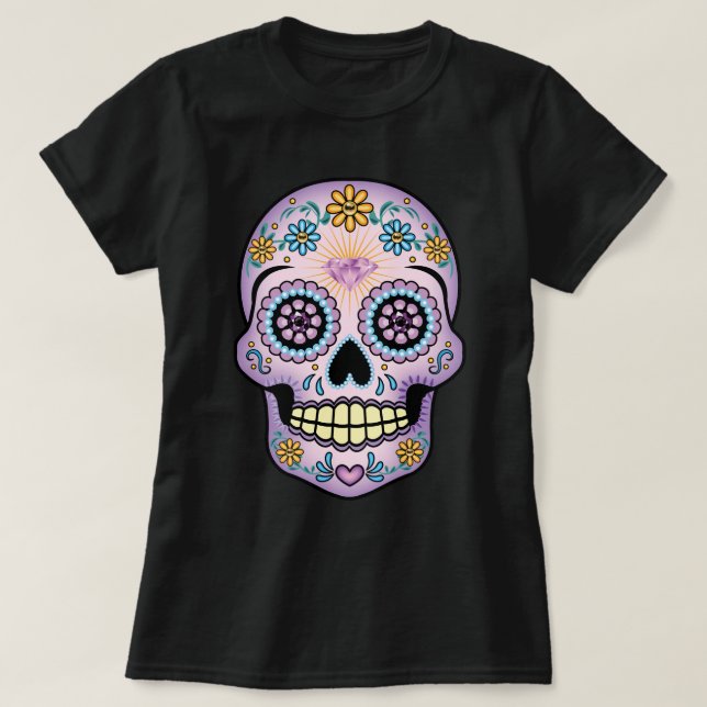 Purple Sugar Skull T-Shirt (Design Front)