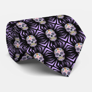 Purple Sugar Skull Tie