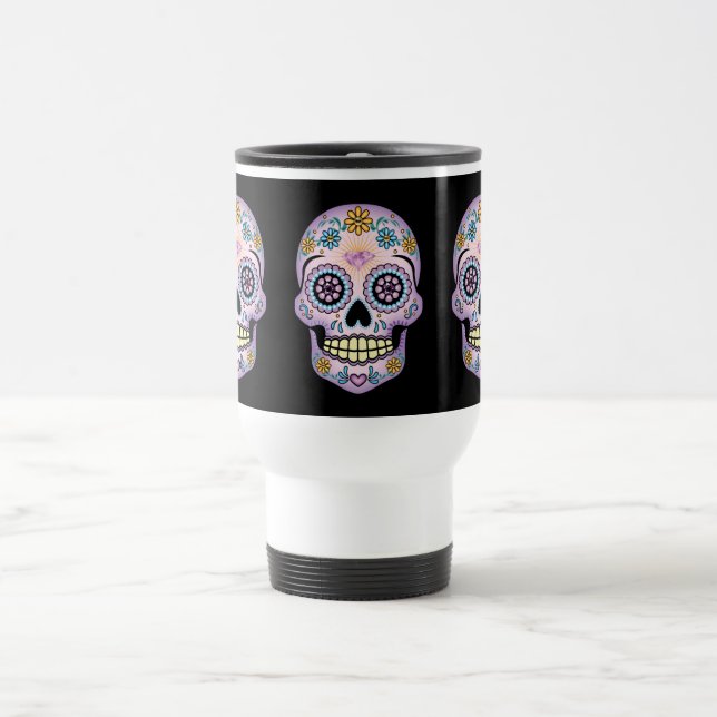 Purple Sugar Skull Travel Mug (Center)