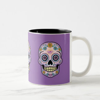 Purple Sugar Skull Two-Tone Coffee Mug