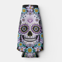 Purple Sugar Skull with Flowers