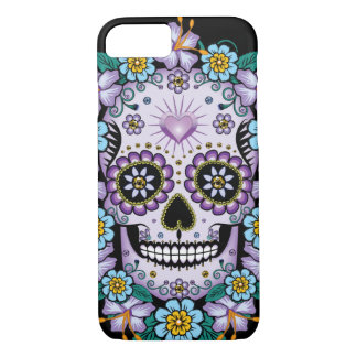 Purple Sugar Skull with Flowers iPhone 8/7 Case