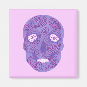 Purple Sugar Skull with Pink Swirls Magnet