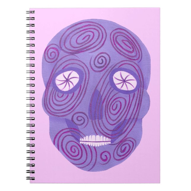 Purple Sugar Skull with Pink Swirls Notebook (Front)
