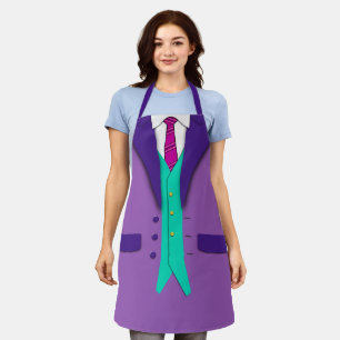 Purple Suit Red Tie and Teal Vest Apron