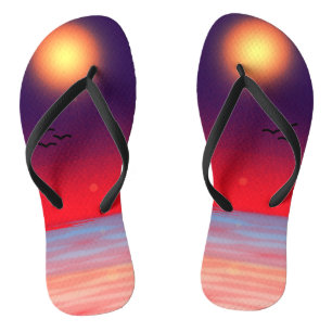 Purple Summer Beach Blazing Sun Flip Flops