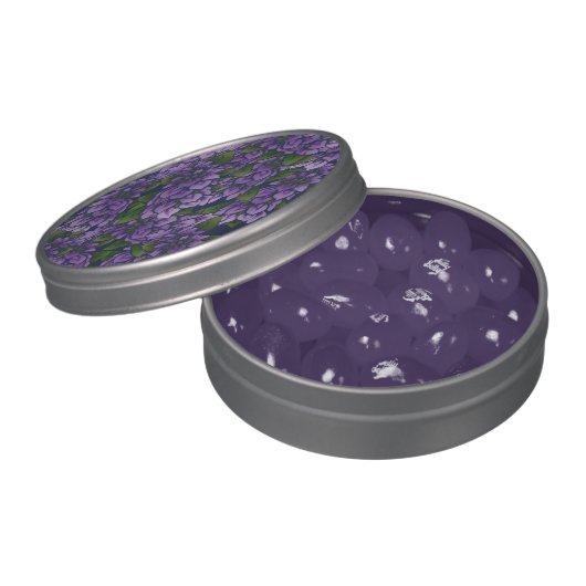 Purple Summer Floral Art Lilac Gardening Pattern Candy Tin (Opened)