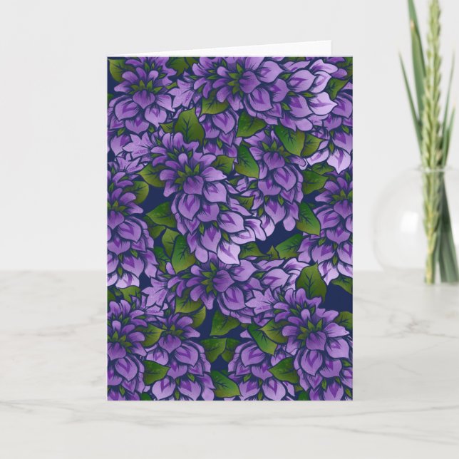 Purple Summer Floral Art Lilac Gardening Pattern Card (Front)