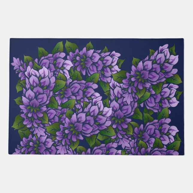 Purple Summer Floral Art Lilac Gardening Pattern Doormat (Front)