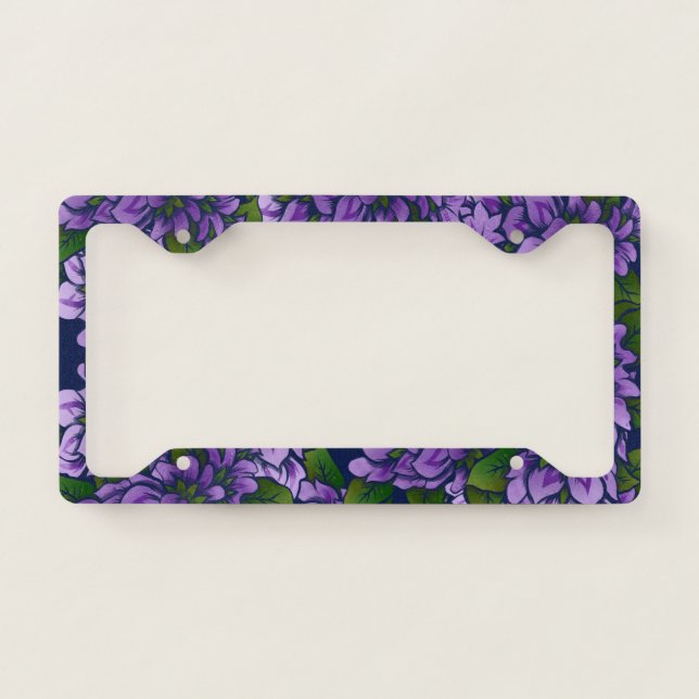 Purple Summer Floral Art Lilac Gardening Pattern License Plate Frame (Front)