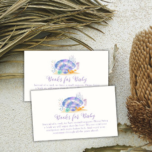 Purple Summer Sea Pearl Girl Books For Baby Shower Enclosure Card