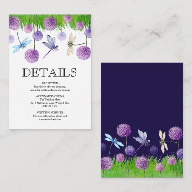 Purple Summer Wedding Enclosure Card (Front/Back)