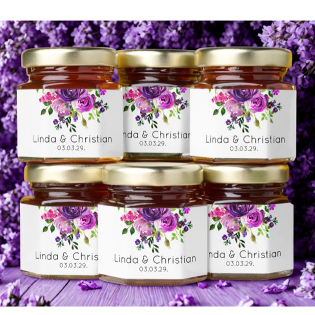 Purple Summer Wedding Honey Jar Favors (Creator Uploaded)