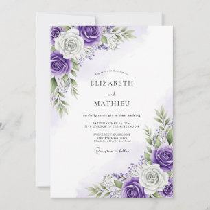 Purple Sumptuous Rose Wedding Invitation
