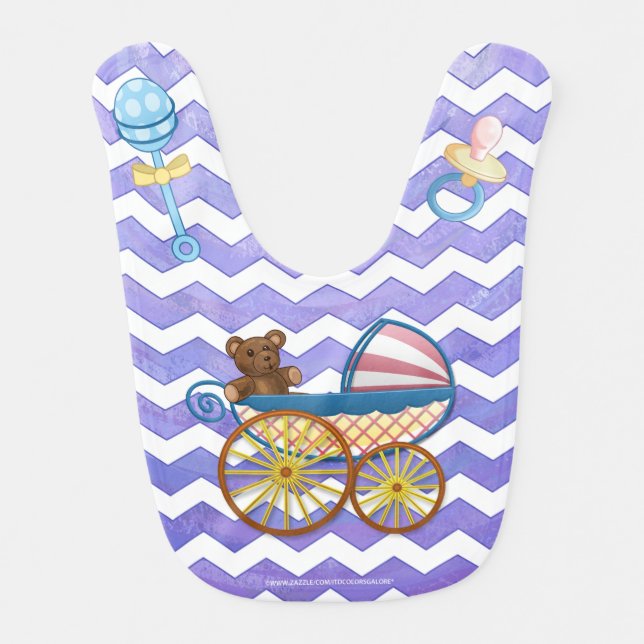 Purple Sun Baby Stuff Baby Bib (Front)