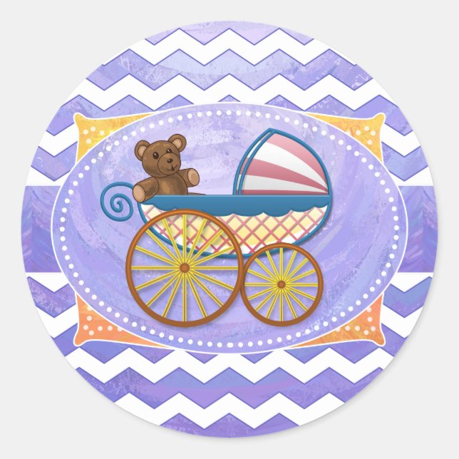 Purple Sun Baby Stuff Classic Round Sticker (Front)