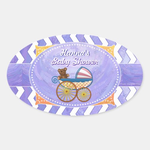 Purple Sun Baby Stuff Oval Sticker