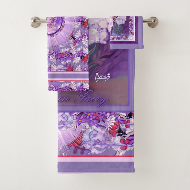 Purple Sun fairy Bath Towel Set (Insitu)