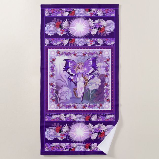 Purple Sun Fairy Beach Towel (Front)