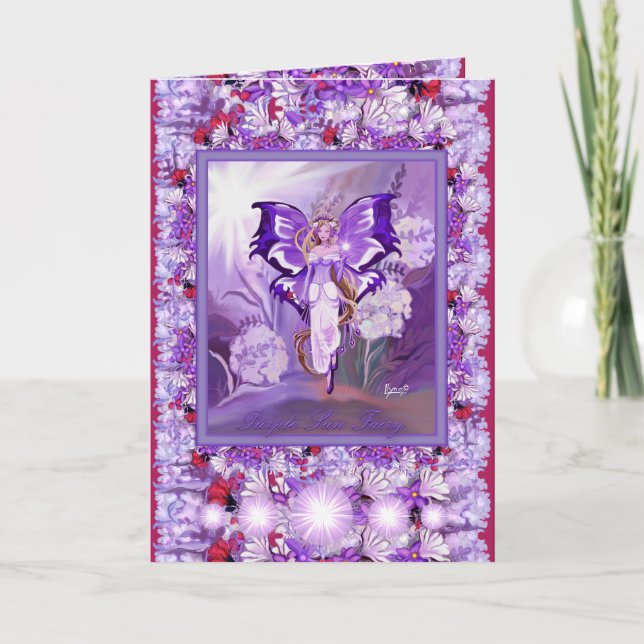 Purple Sun Fairy birthday card (Front)