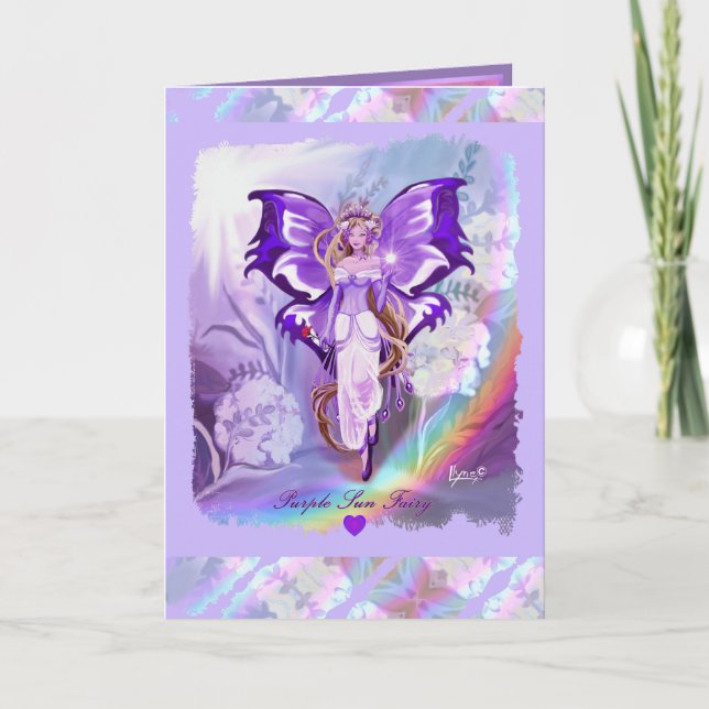 Purple Sun Fairy birthday card (Front)