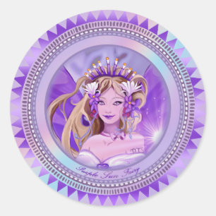 Purple Sun Fairy Classic Round Sticker