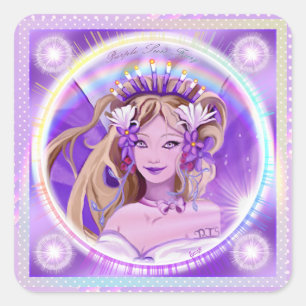 Purple Sun Fairy Classic Square Sticker