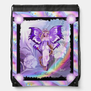 Purple Sun Fairy Drawstring Bag