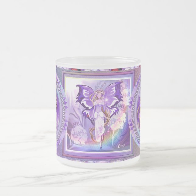 Purple Sun fairy Frosted Glass Coffee Mug (Center)