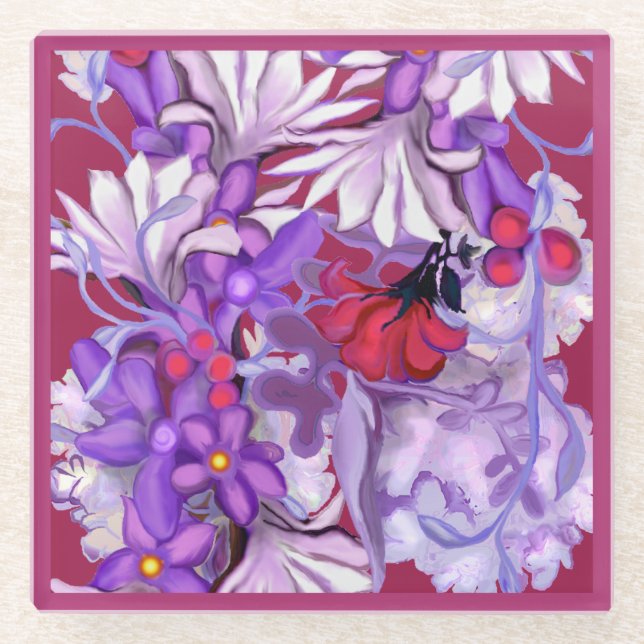Purple sun Fairy Glass Coaster (Front)