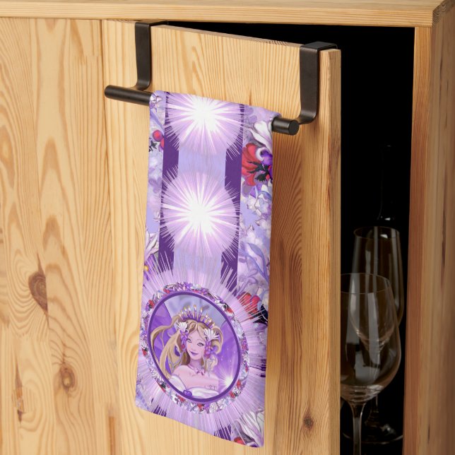 Purple Sun fairy kitchen towel (Thirds Fold)