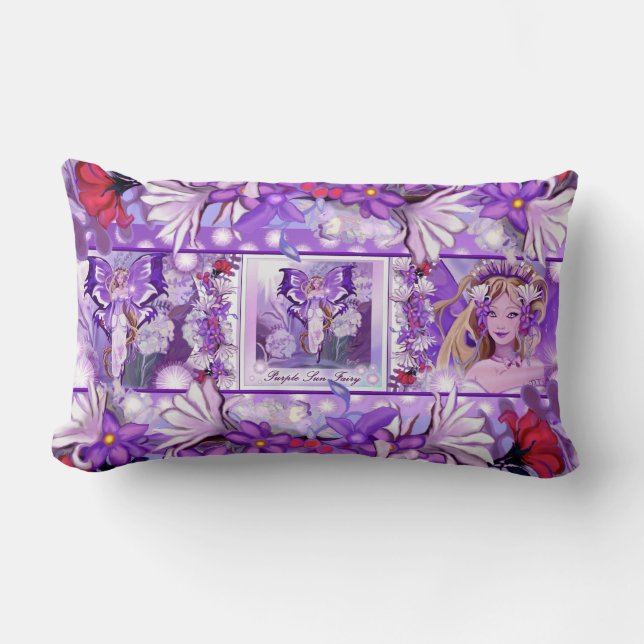 Purple Sun Fairy Lumbar Pillow (Front)