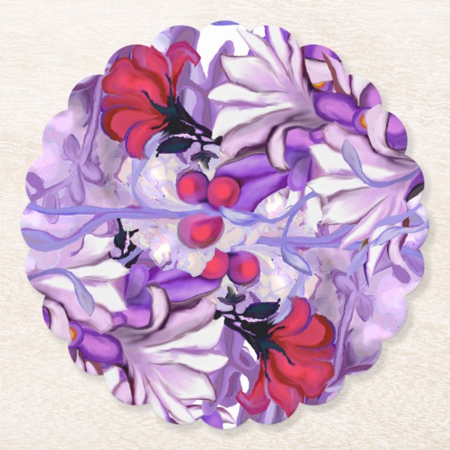 Purple sun Fairy Paper Coaster (Front)