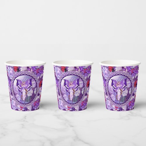 Purple Sun Fairy Paper Cups