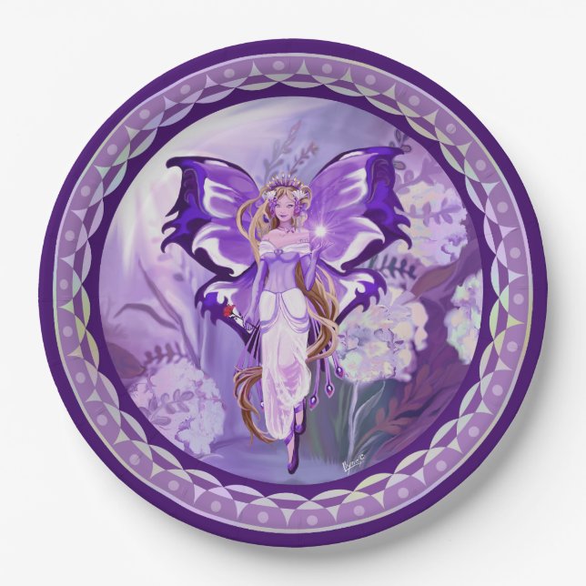 Purple Sun Fairy Paper Plates (Front)