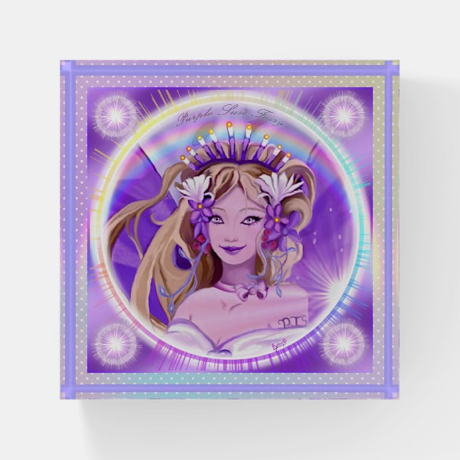 Purple Sun Fairy Paperweight (Front)