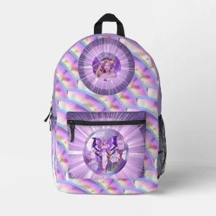Purple Sun Fairy Printed Backpack