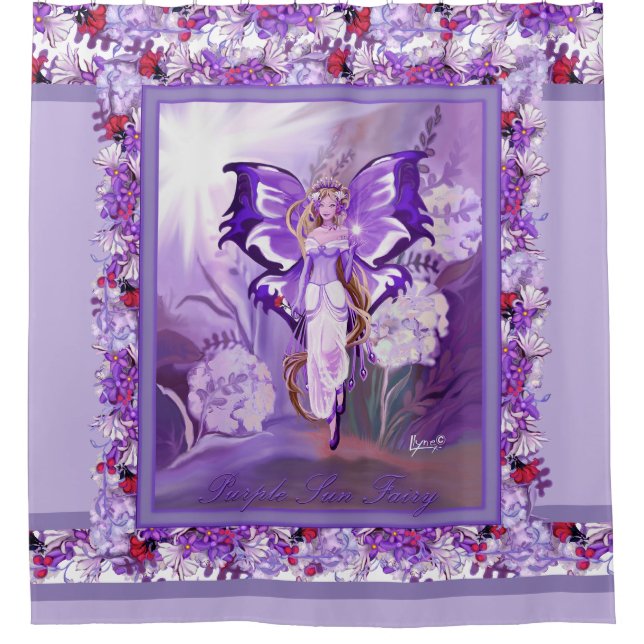 Purple Sun fairy  Shower Curtain (Front)