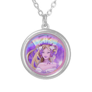 Purple Sun Fairy Silver Plated Necklace
