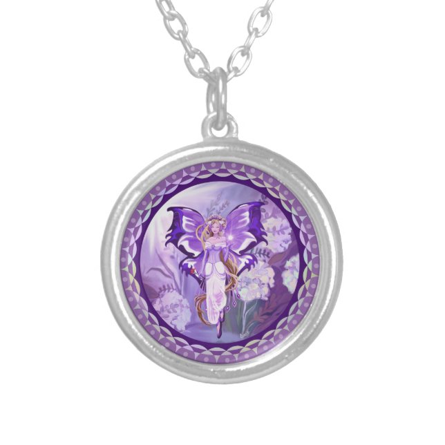 Purple Sun Fairy Silver Plated Necklace (Front)